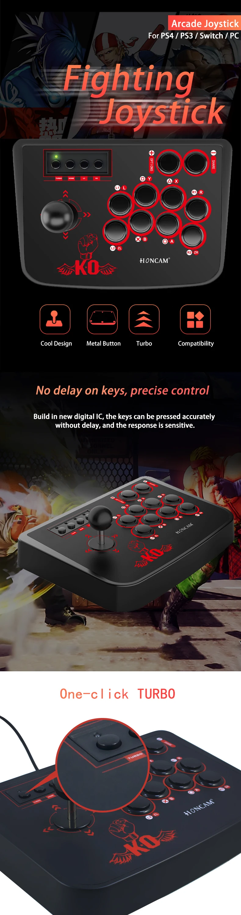  Arcade Game Fighting Joystick with Precise Control