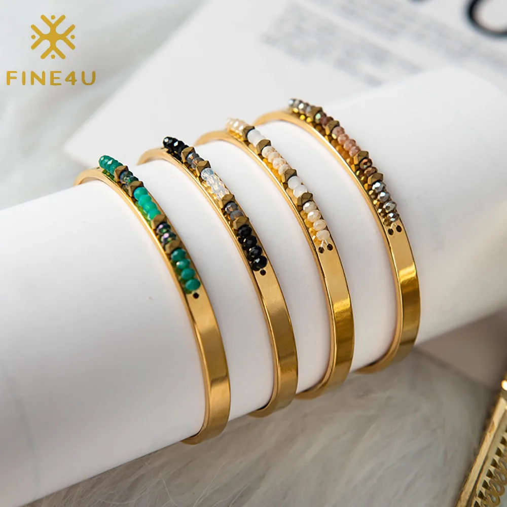 

Vintage 2021 new product fashion jewelry beads stainless steel gold plated women cuff bangle bracelet