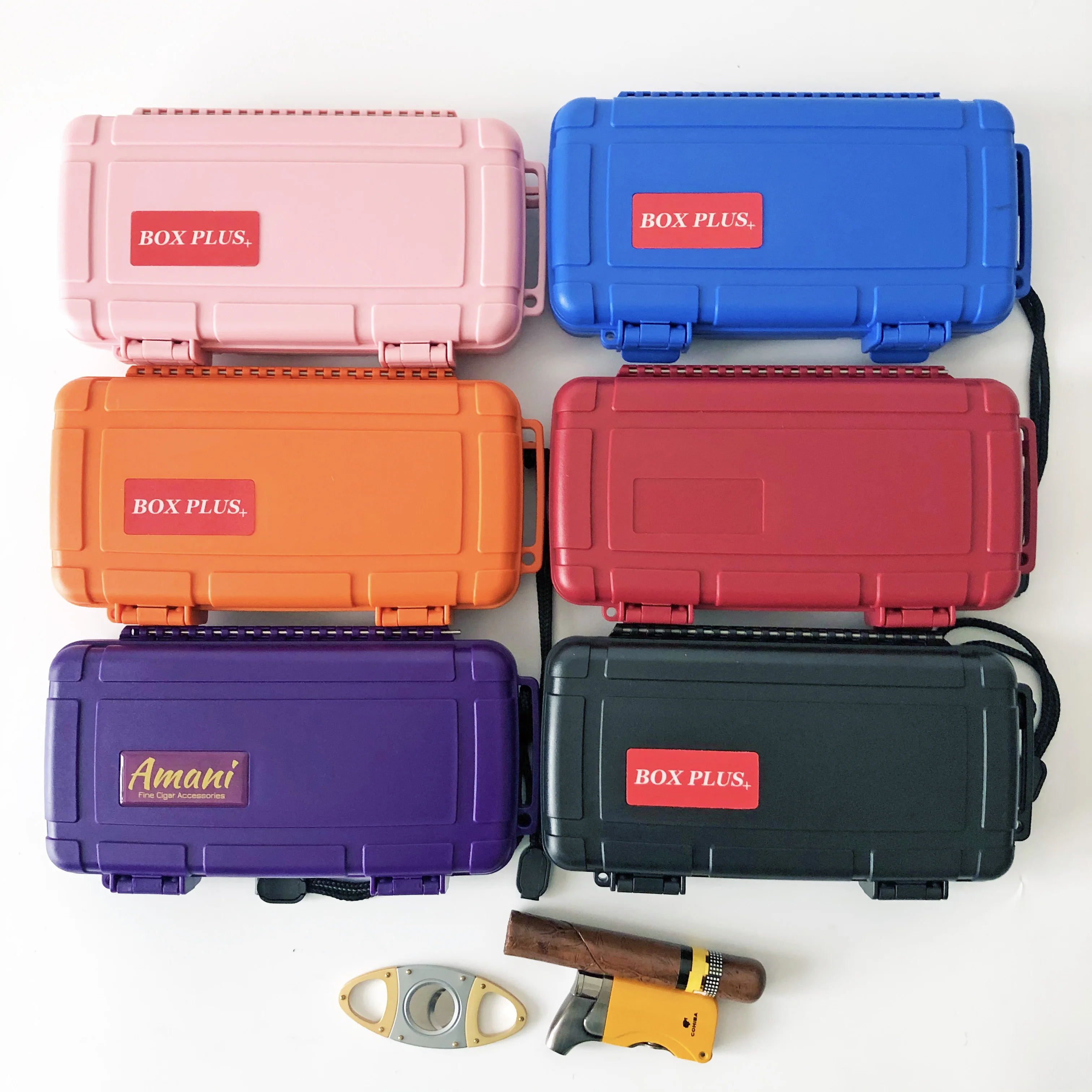 Image of Wholesale Portable Plastic Smoking Storage 5ct cigar travel case with Custom foam