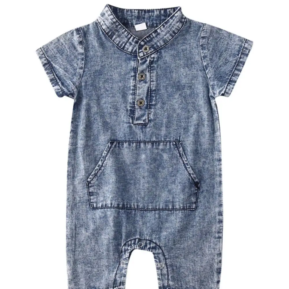 

2020 amazom High quality baby boy girl romper casual short sleeve denim jumfsuit outfits clothes, As pic shows, we can according to your request also