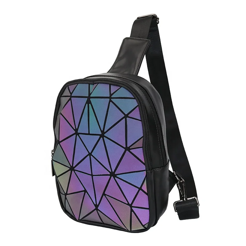 

Women Bags Reflective Pu Waterproof Chest Luminous Geometric Crossbody