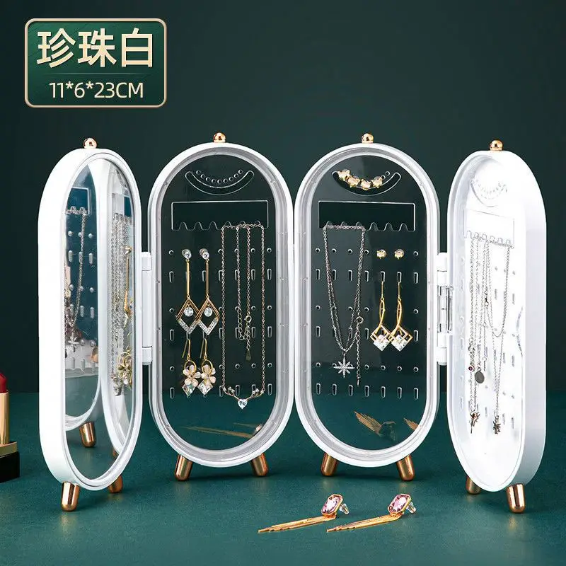 

Earrings Jewelries Multilayer Dustproofs Multi-Function Jewelries Boxes foldable jewelry organizer