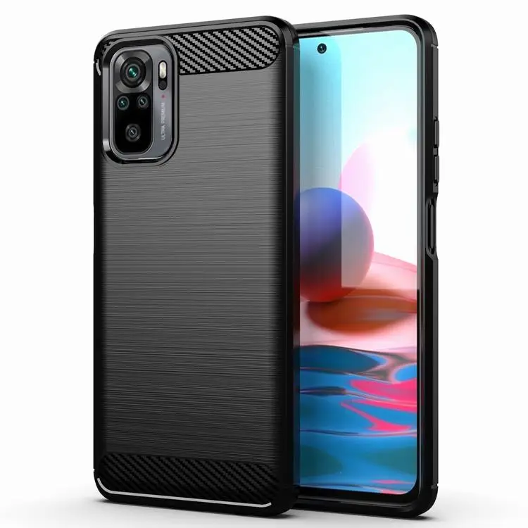 

Hot Selling Mobile Phone Accessories Factory Soft TPU Matte Carbon Fiber Silicone Case For Xiaomi Redmi Note 10 Back Cover