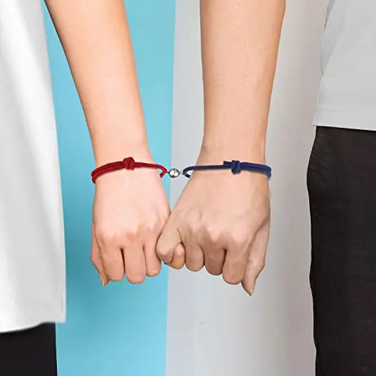 

Magnetic Couples Bracelets Mutual Attraction Relationship Matching Friendship Rope Bracelet Set for Women Men Boyfriend Chengfen