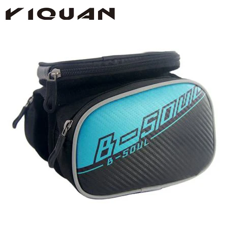 

Factory Hot Sales Mobile Phone Touch Screen Bicycle Saddle Bag,Outdoor Leather Front Beam Bicycle Phone Bag, Red green blue