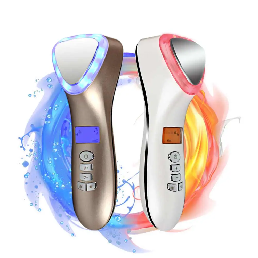 

Professional 2021 Sonic Vibration Galvanic Facial Wand LED Light Photon Beauty Equipment Hot Cold Face Massager