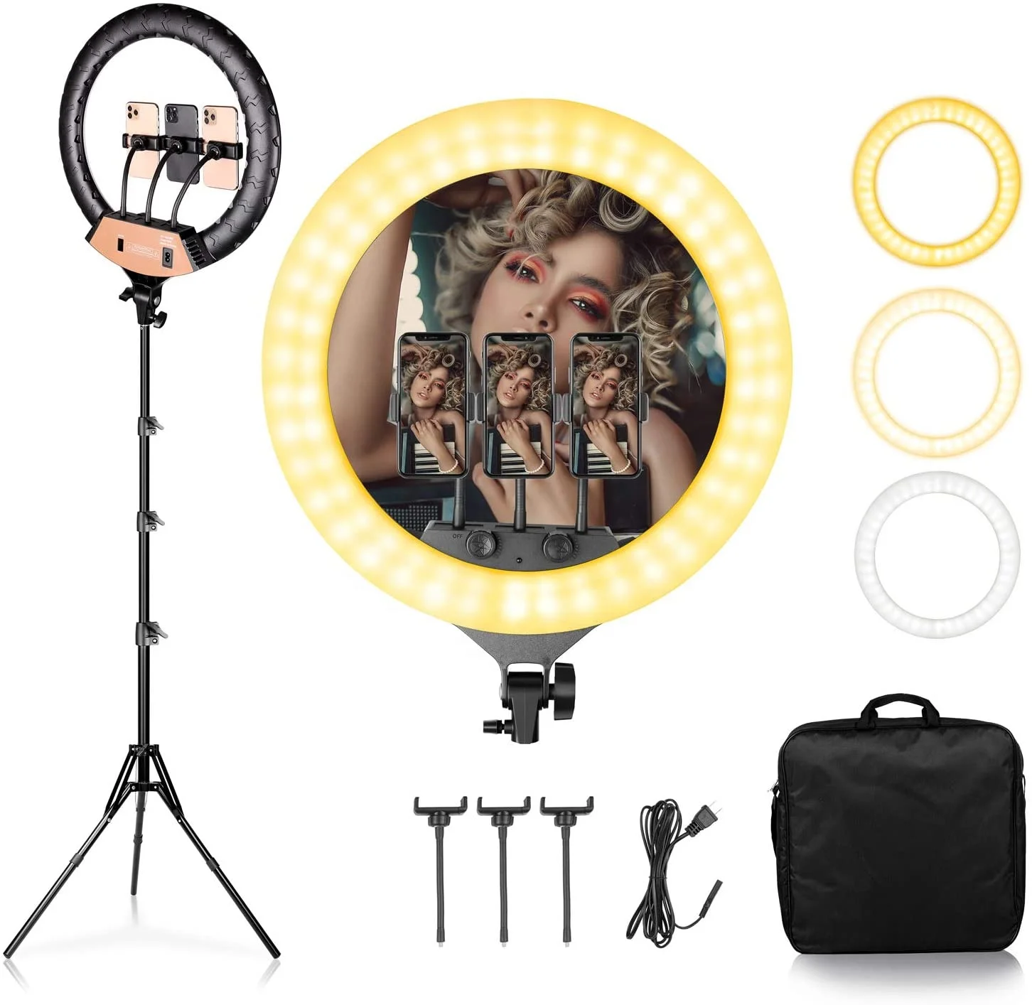 

18 Inch LED Dimmable Selfie Ring light, 45cm Photography Lamp For Youtube Live Makeup Video with Tripod Phone Holder