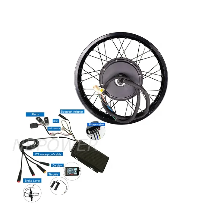 

Free Shipping 100km/h 19inch 72v 5000w rear wheel hub motor e bike conversion kit with waterproof cables
