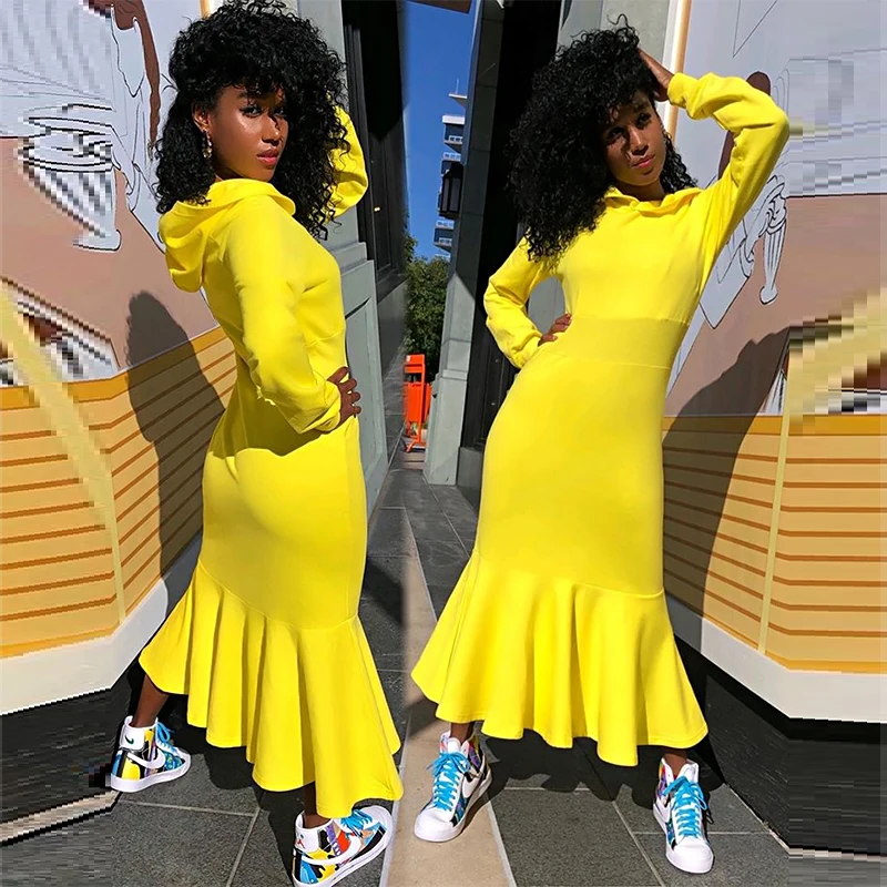 

womens plus size long sleeve stretchy outfits muslim sweater maxi custom hoodie dress corset hooded sweater casual dresses, Customized color