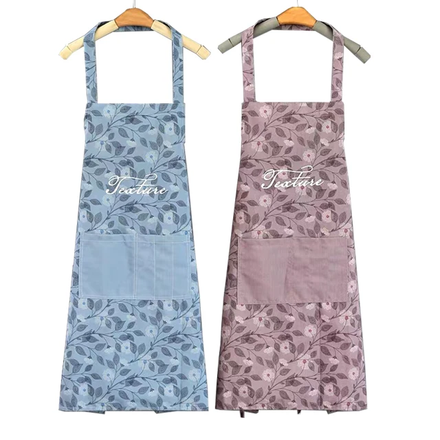 

Pretty design cotton linen flax kitchen apron with waterproof coating, Customized