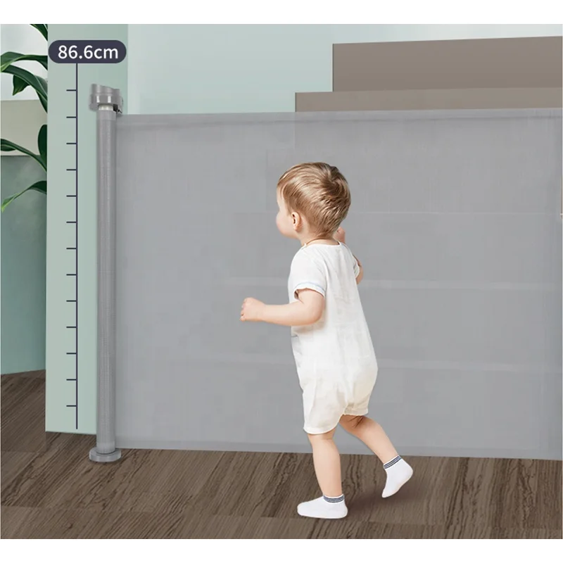 

Easy Install Mesh Retractable Baby Safty Gate, Grey