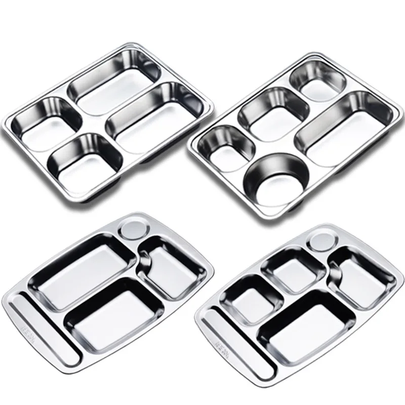 

Wholesale Stainless Lunch Tray With Compartment Food Plate For Lunch Dinner