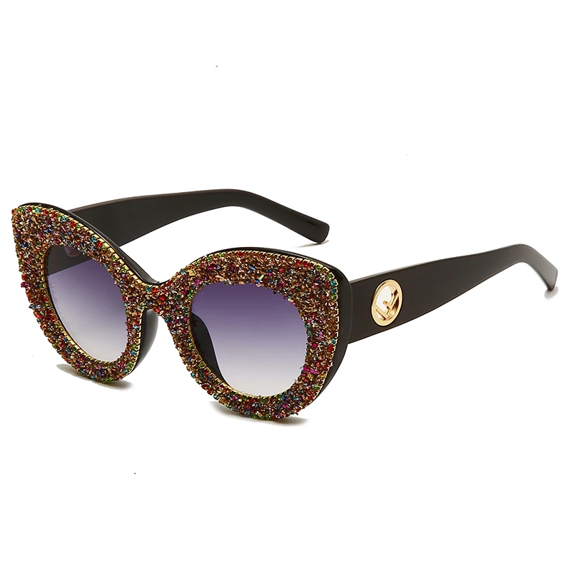

Retro Luxury Rhinestone Round Steampunk Shades Men Women Sunglasses