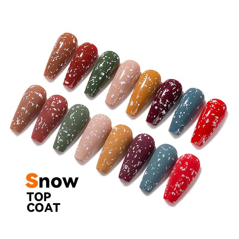 

JTING new design Christmas resin nail art Autumn winter style no wipe snow top coat uv gel nail polish OEM customize bottle