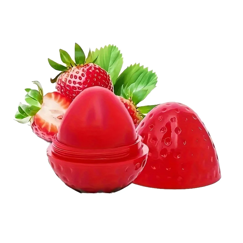Cute 10g Strawberry Shaped Lip Gloss Stick Nutritious and Long-Lasting Moisturizing Lip Balm Natural Formula