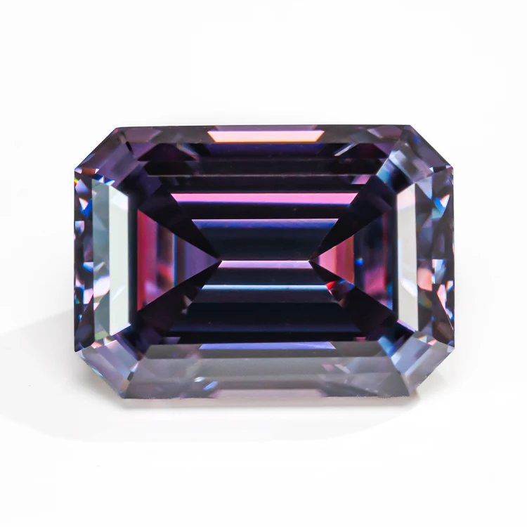 Redleaf Top Quality GRA Moissanite Diamond PInk Blue Green Purple Yellow Color Emerald Cut Shape Loose Moissanite Gemstone