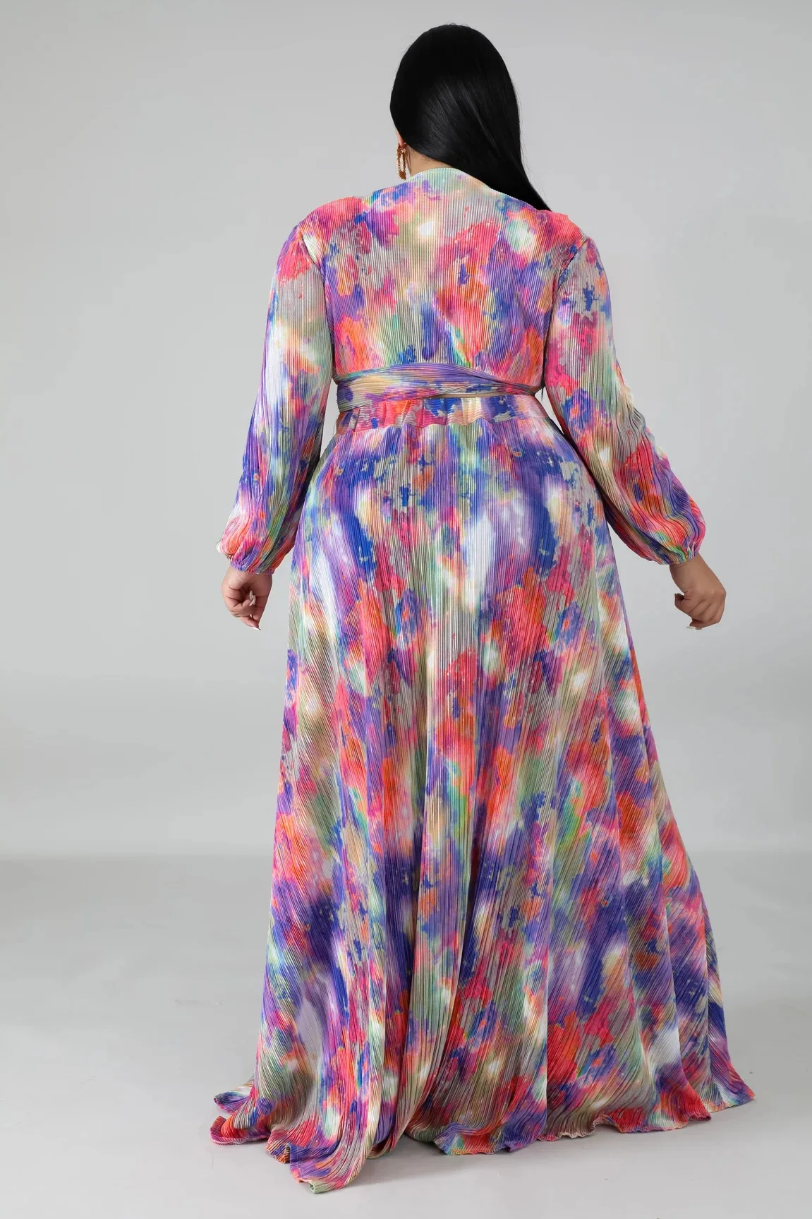 Wholesale Fashion African Fat Women Plus Size Clothes Tie Dye Two Pieces Skirt Set Big Size 4XL Long Sleeves Dresses