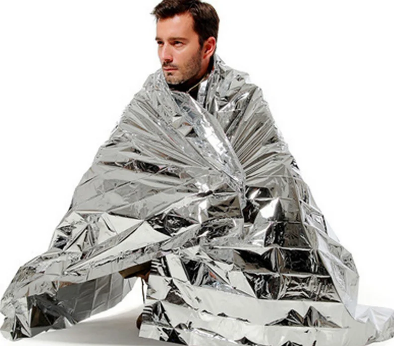 

Emergency Survival Blanket Waterproof Thermal Blanket for outdoor Camping, Silver/orange