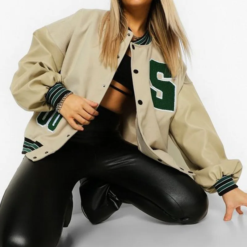 

Dropshipping 2021 women baseball jacket plus size leather outdoor casual jacket, Many colors