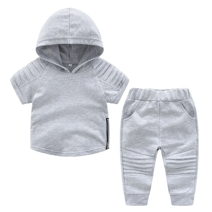 
2021 hot sale summer new design children casual plain hoodies pant set boys custom logo hoodie fashion kids boy clothing sets  (62165703097)