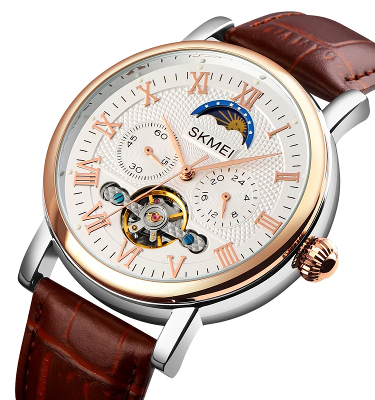 

SKMEI M026 leather watches automatic men luxury wholesale watch men custom