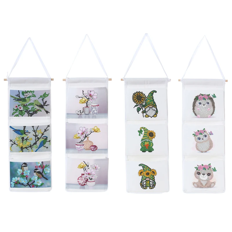 

DIY Diamond Arts Crafts for Sale Birds Diamond Painting 5d Crystal Drill Bag 3 Pockets Wall Hanging Storage Bag