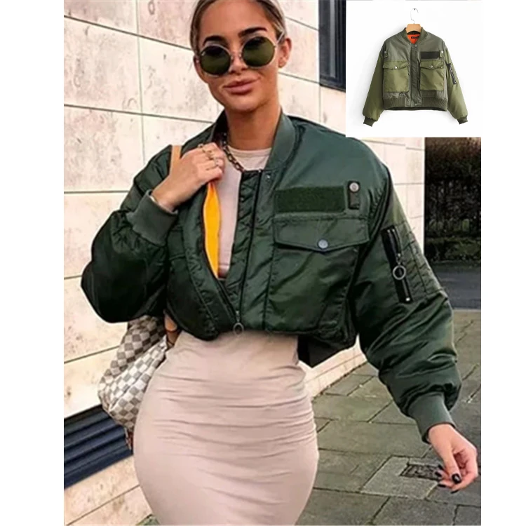 

Free Shipping OEM Service Flying Jacket loose short Womens Custom Baseball Bomber Jacket