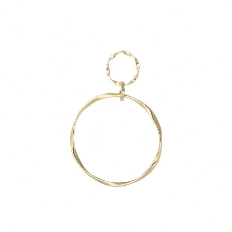 

Minimalist Stainless Steel Simple Jewelry Gold Plated Twisted Circle Pendant Earrings