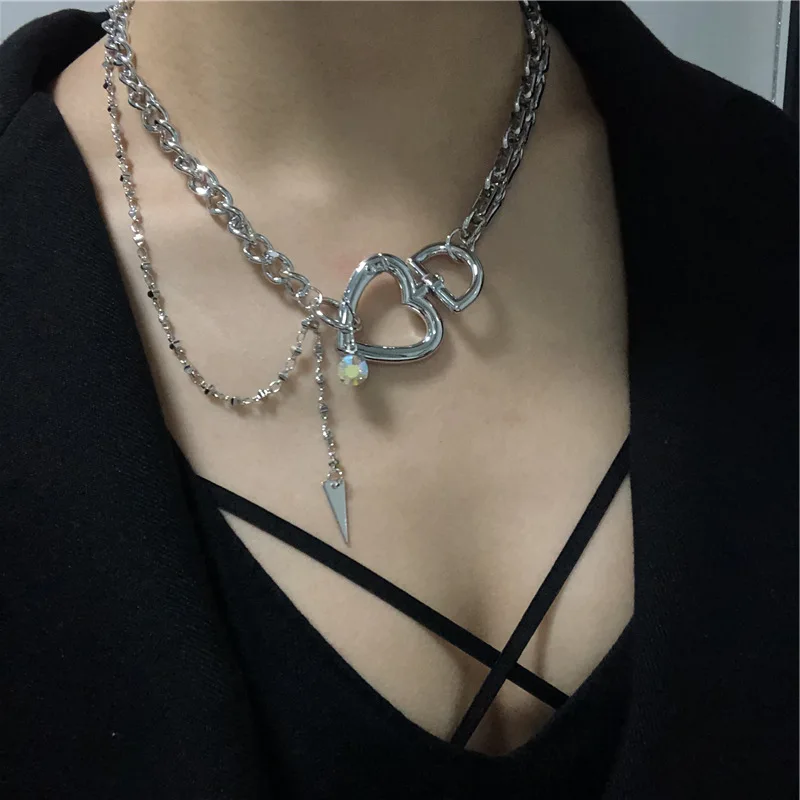 

Wholesale Instagram Accessories Fashion Designer Metal Punk Choker Jewelry Thick Chain Ruigang Heart Lock Necklace Sweater ch, Like picture