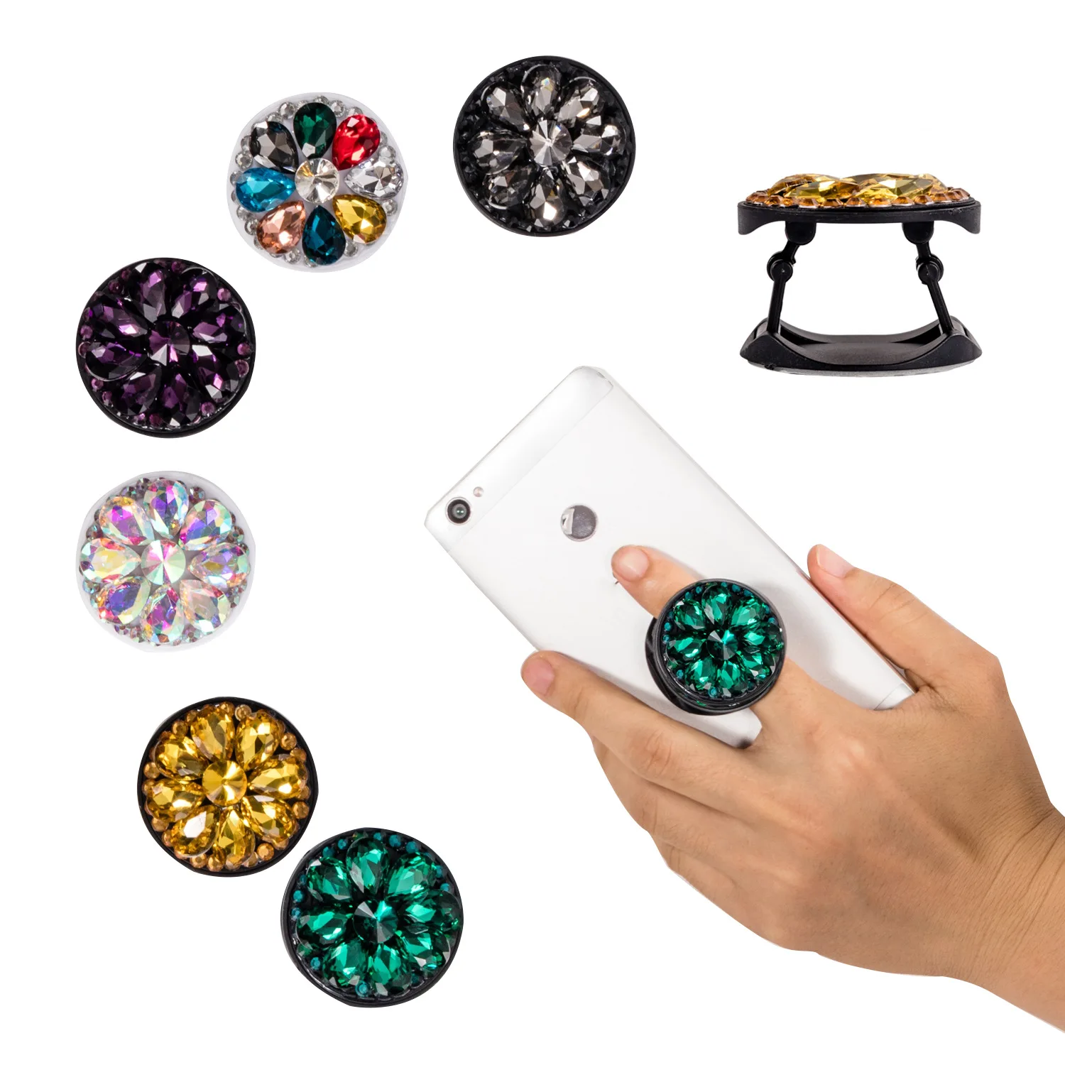 

Phone finger ring phone stand finger grip ring phone holder DIY glass diamond gift flower drill hand clip holder phone holder, Multi choices