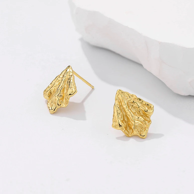 

VIANRLA 925 Sterling Silver Jewelry Daintiness Matte Texture Earrings 18k Gold Plated Earring For Women Free Laser Logo