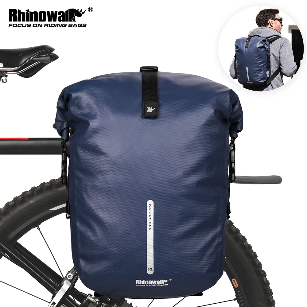 

Rhinowalk Bike Pannier Waterproof 20L Bicycle Cycle Pannier Bag Water Resistant Trunk Travel Luggage Bag, Black or grey