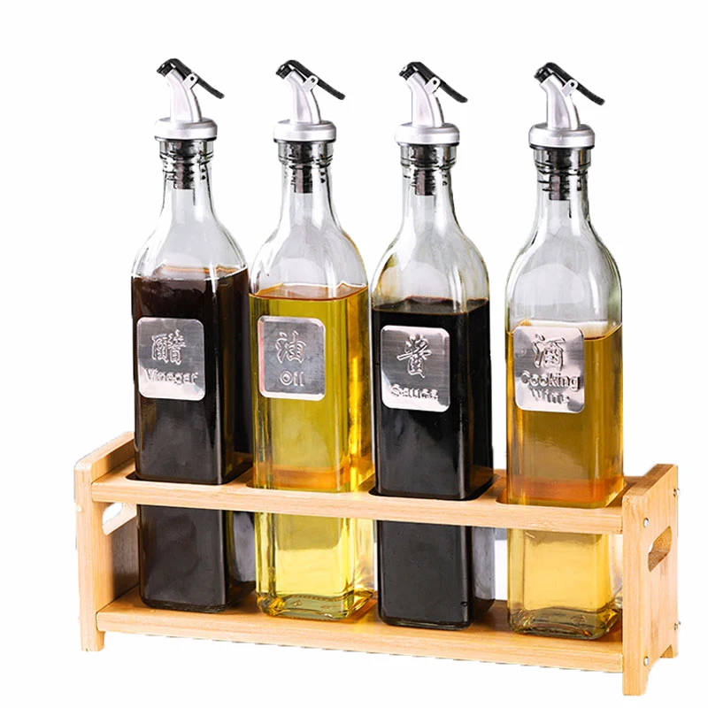 

Oil Dispenser 300Ml New Kitchen Factory Direct Cooking Gold Olive Sauce Jar Oil Vinegar Dispenser Glass Bottle Set, Transparent