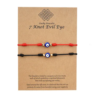 

Newest Hot Sale Knotted Turkish Eyes Charm Bracelet Circle Golden Beads Red Rope Evil Eyes String Bracelet Anklets For Women