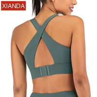 

Bodybuilding clothing crop athletic top nylon and spandex padding yoga bra