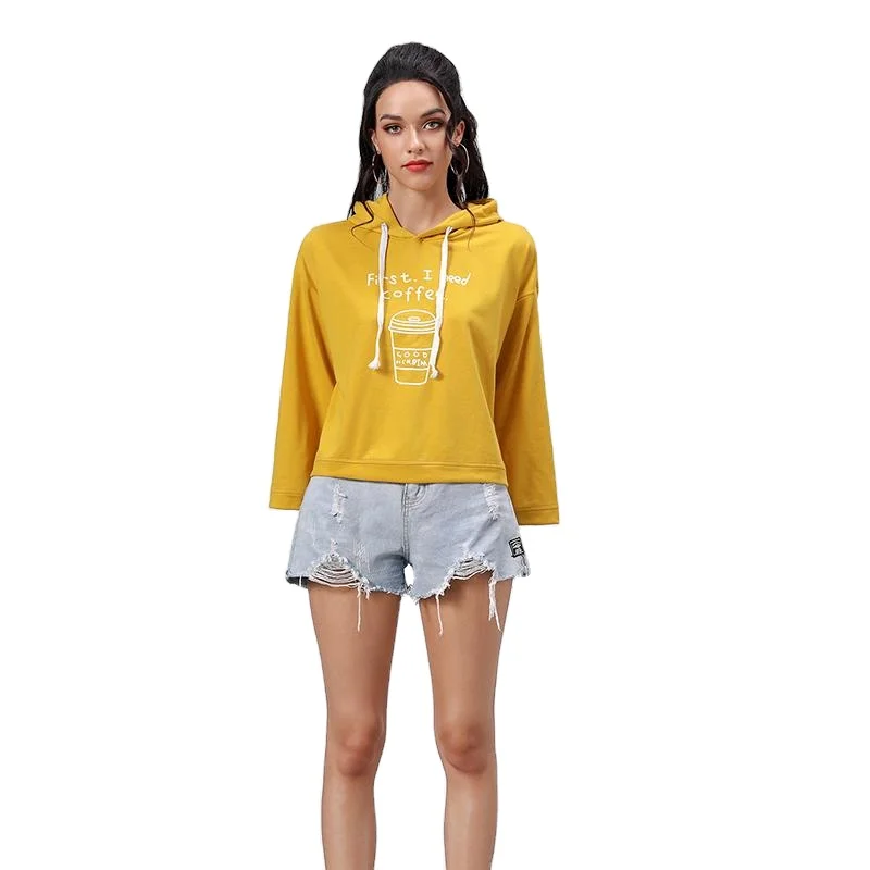 

Yellow and Gray Color Women Sports Wear Women fashion Hoodies