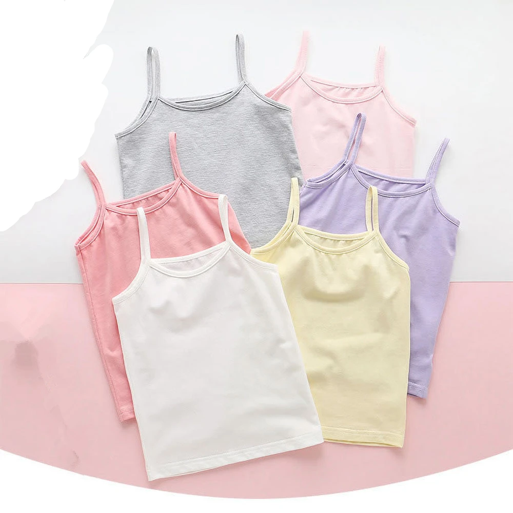 

Summer Breathable Girls Kids Plain Singlet Kids 100%Organic Cotton Tank Tops Toddler Vest