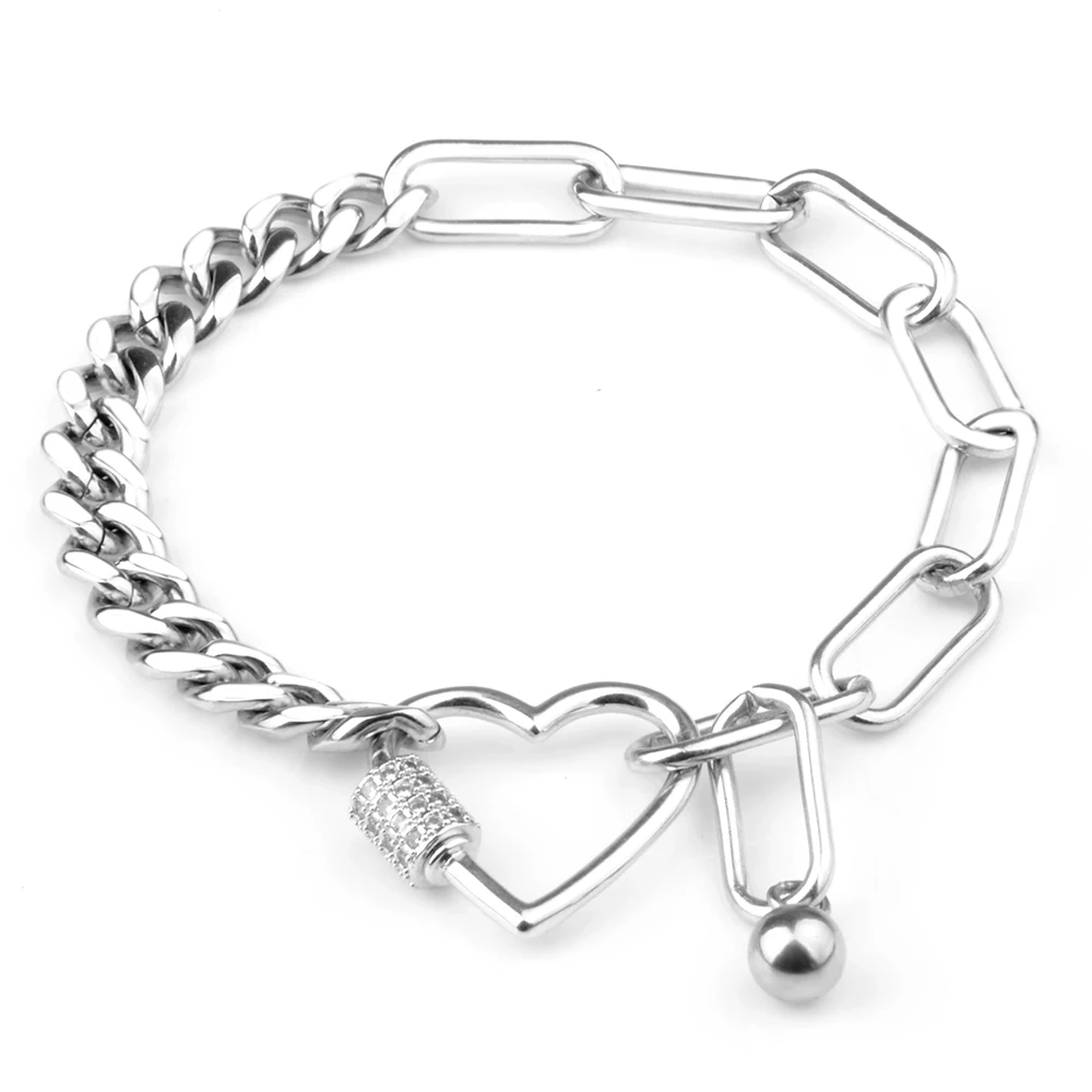 

Fashion High Quality Gift Heart Stainless Steel Chain Bracelet with Accessories
