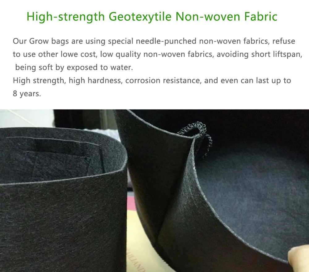Hydroponic 1 3 5 10 15 Gallon Grow Bag Durable Vertical Felt Grow Bag