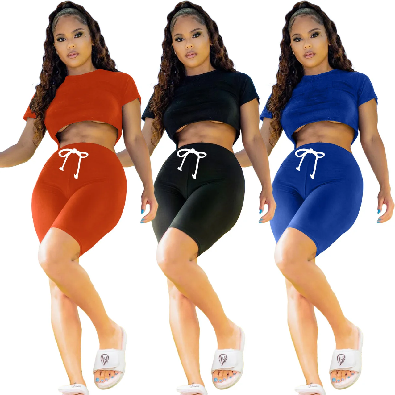 

F21751A Sexy European and American nightclubs summer casual hot selling solid color jacket shorts two sets, Blue, red, balck