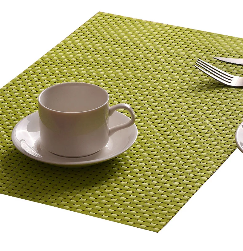 

New Fashion Simple Placemat Pvc Exquisite Hand-woven 8*8 Hotel Western Placemat Non-slip Table Mat