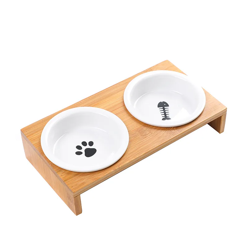 

cheap modern white large luxury ceramic dog pet cat food grade water feeding bowl supplies for dog with stand, As picture