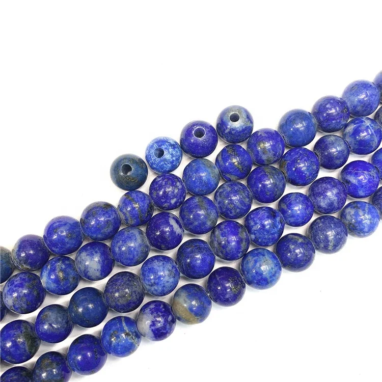 

Wholesale Natural Lapis Lazuli Gemstone Beads with Big Hole Round Stone Beads, 100% natural color