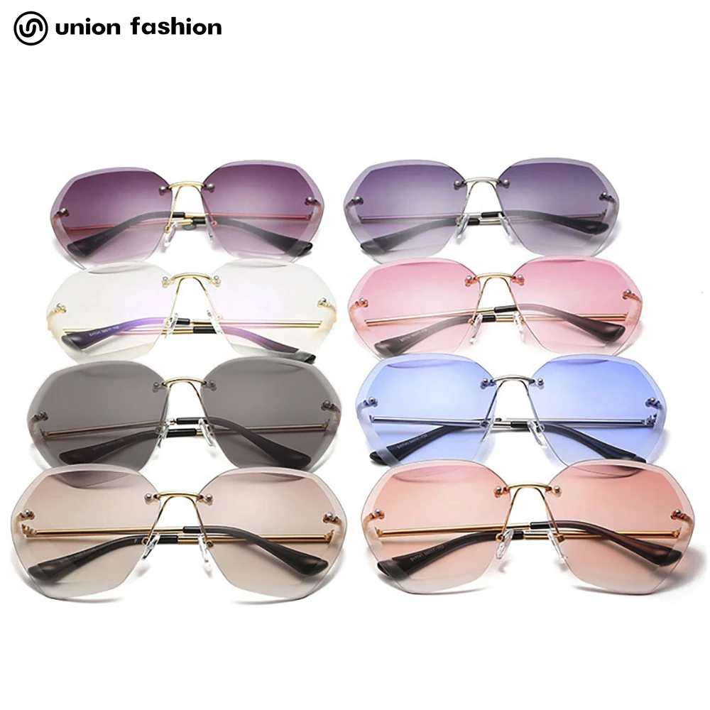 

New Style Luxury Oem Logo Metal Rimless Women Eyewear Female Vendors Sunglasses, 8 colors