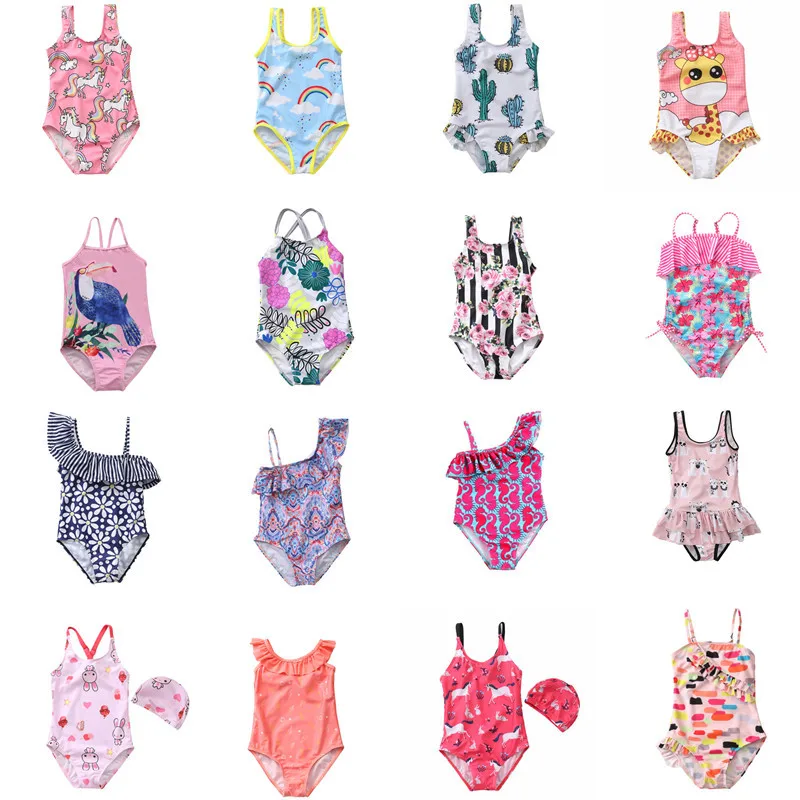 

Custom Stock Fast Ship Dropshipping Sublimation Infant Kids Toddler Age 1-8 Baby Girl One Piece 2pcs Bikini Swimsuit Swimwear