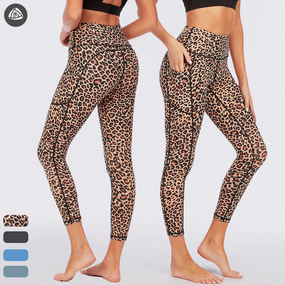 

Sports wear gym clothes women fitness wear workout leggings butt lift compression tights leopard print yoga pants with pockets, Any color