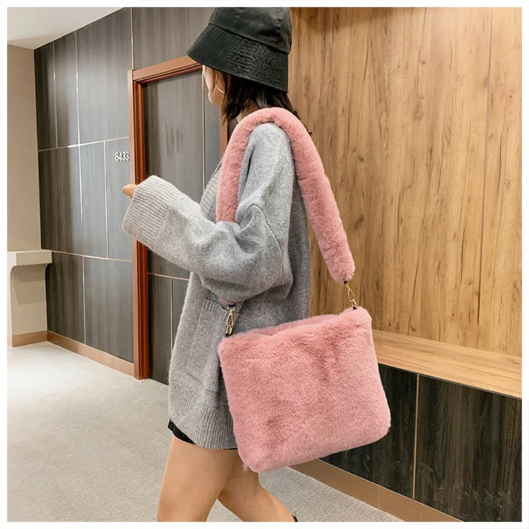 Winter Fluffy Fur Bags Women Designer Handbags Ladies Plush Shoulder ...