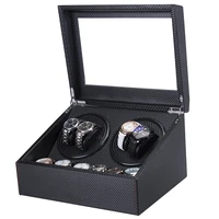 

PU Beige Bead Velvet Black Matt Leather Modern Watch Winder Box, Automatic Watch Winder with 4 Slots