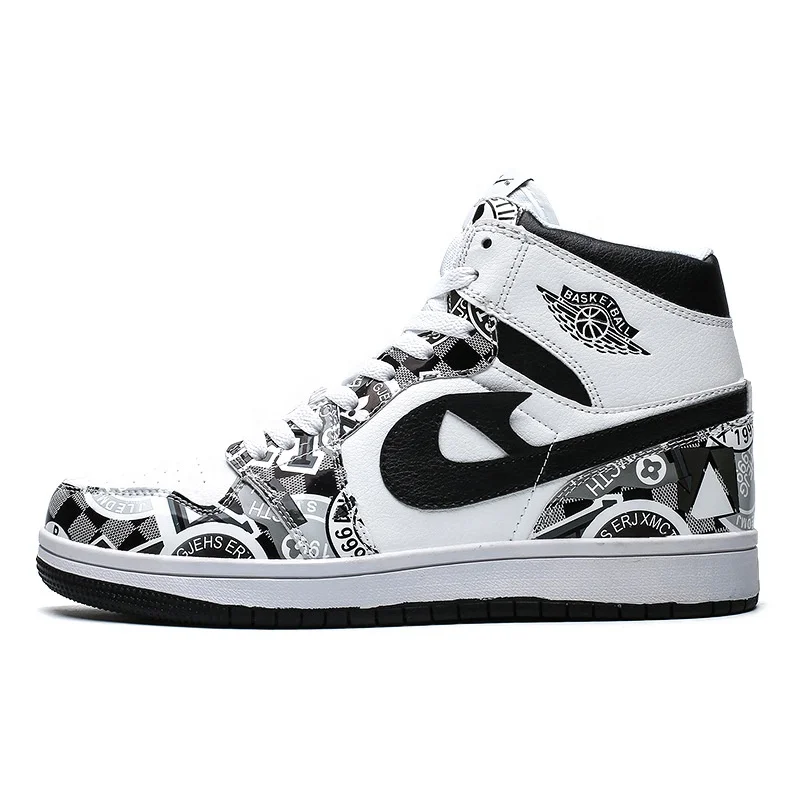 

Hot-Selling Graffiti Basketball Shoes Men's High-Top Breathable Wear-Resistant High-Top Lace-Up Casual Sneakers, Customized color