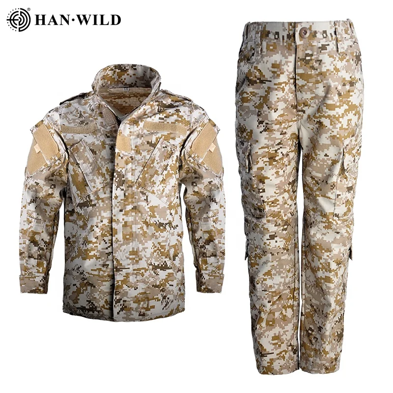 

HAN WILD Kids Military Tactical Army Uniform Hunting Clothing Sets Children Airsoft Camouflage Hiking Jackets Outdoor Sport Suit